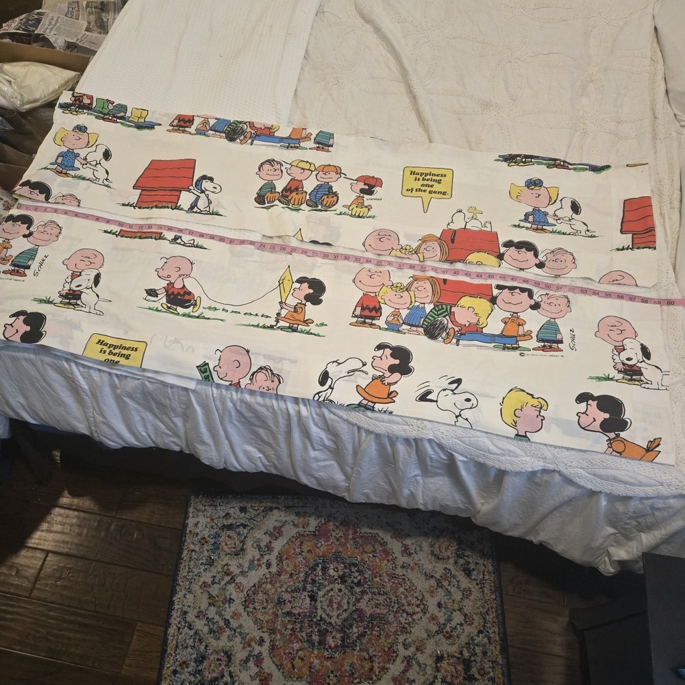 1971 Snoopy & The Gang Window Valances 60x14 Set Of 2